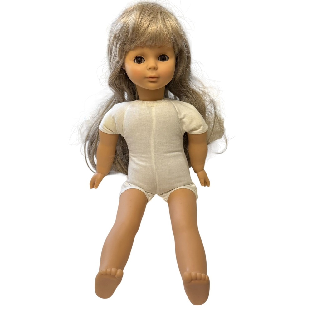 Vintage Engel-Puppe 19" Doll Blonde Hair Brown Sleep Eyes German Soft Body